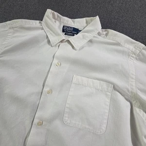 Ralph Lauren Polo Shirt Mens XL White Button down Casual Textured Cruise Beach - Picture 1 of 6