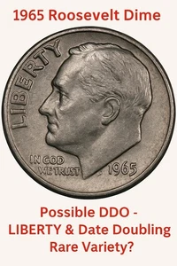1965 Roosevelt Dime - Possible DDO - LIBERTY & Date Doubling - Rare Variety - Picture 1 of 8