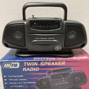 Vintage ELECTRO 2225 Mini Boom Box AM/FM Radio Twin Speakers 7.5" NEW In Box 90s - Picture 1 of 14