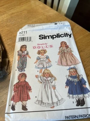 Simplicity 8211 Sewing Pattern for 18" Doll Clothing -  UNCUT/cut One - Image 1 of 4
