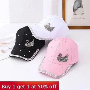 Diamond-Embedded Peaked Cap Outdoor Travel Sun-Proof Baseball Cap Fashion Hat - Picture 1 of 8