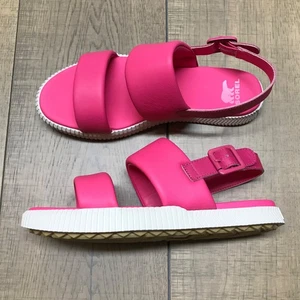 Sorel Sandals Womens Size 8 Pink ONA Streetworks Go to Flat Preppy Leather - Picture 1 of 12