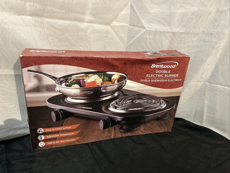 Brentwood Appliances Ts-361bk Electric 1500w Double Burner Black