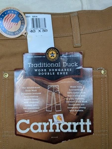 VINTAGE Carhartt Traditional Duck Double-Knee Work Dungaree Pant B01 40x30 NEW - Picture 1 of 12