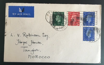GB 1937 GVI Definitive FDC posted to Tangier, Morocco (PSE99) - Image 1 of 2