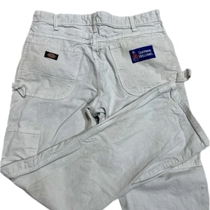 Dickies Pants Mens 34x32 White Denim Sherwin Williams Painter Carpenter Distress - Picture 1 of 16