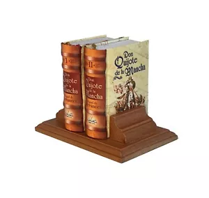 miniature books Don Quijote de la Mancha set I y II español con estante madera - Picture 1 of 7