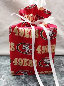 NFL San Francisco 49ers on red cotton fabric, handmade, square tissue box cover - Picture 1 of 1