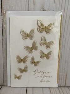 Goodbye Is Not Forever Butterfly Sympathy Card Hallmark Signature Card Gold Foil - Picture 1 of 6