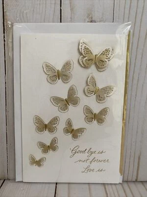 Goodbye Is Not Forever Butterfly Sympathy Card Hallmark Signature Card Gold Foil - Image 1 of 4