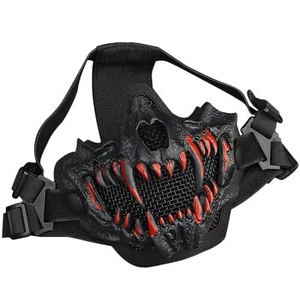 Guayma Airsoft Half Face Skull Oni Masks Tactical Mesh Samurai Mask for Hallo... - Picture 1 of 7