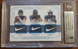 2017 National Treasures #9 Trubisky Fournette Davis 1/1 Nike Logo Patch RC Mint9 - Picture 1 of 2