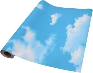 Peel and Stick Paper Blue Sky Clouds Pattern Wallpaper Vinyl for Kitchen Wall... - Picture 1 of 3