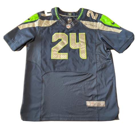 Seattle Seahawks Jersey Marshawn Lynch Mens 48 Sewn Nike On Field XL Cover