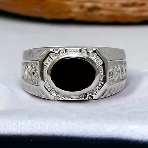 Onyx Gemstone With 925 Sterling Silver Groom Ring For Men's #AL265 - Picture 1 of 8