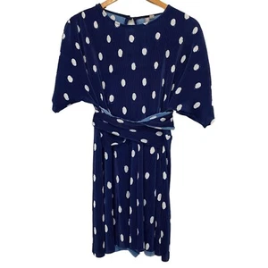 ASOS Women’s Size Medium Navy Blue Polka Dot Pleated Batwing Playsuit Romper NWT - Picture 1 of 12