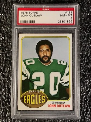 1976 Topps Football #181 John Outlaw PSA 8 - Image 1 of 2