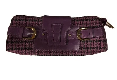 Bolso sin asas BANANA REPUBLIC púrpura con adornos de cuero a cuadros herrajes plateados Foto 1 de 4