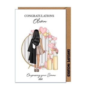 Tarjeta de graduación personalizada felicitaciones hija nieta hermana DFP - Imagen 1 de 3