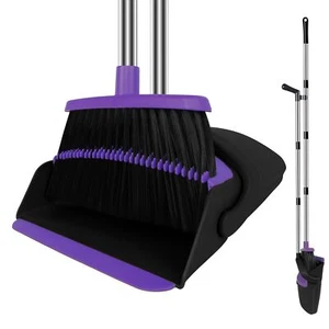 Broom And Dustpan Set Upright 50in Long Handle Self Cleaning For Home Kitchen Of - Picture 1 of 8