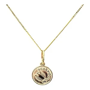 9ct 9k Yellow Gold Scorpio Star-sign Horoscope Round Charm Pendant 13mm. New - Picture 1 of 4