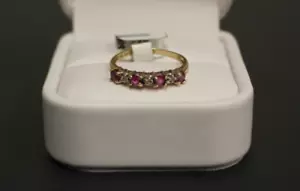 (RI2) Damenring 10 Karat Gelbgold Stein - Größe 6,75 - 1,5 Gramm - Bild 1 von 4