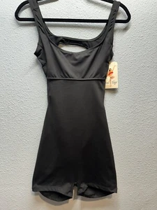 Bal Togs Dance Biketard Leotard Bodysuit Lycra Open Back Black New Women Medium - Picture 1 of 14