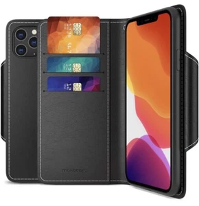 Funda billetera magnética de cuero negro para iPhone 11 Pro Max - Imagen 1 de 6