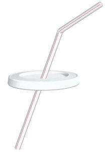Plastic Flexi-Striped Straws with "8" Lids Drinking Straw Birthday Holiday Party