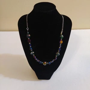 NEW Handcrafted Women's Blue,Teal & Green Iridescent Glass 21.5" Necklace... - Picture 1 of 8