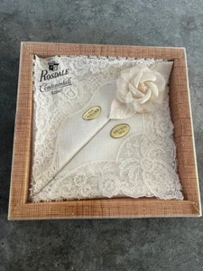 Vintage Rosdale Handkerchief-Hankies x2 Pure Irish Linen Lace Bridal Ivory - Picture 1 of 9