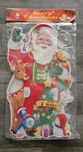 Vintage NEW Christmas 3D Santa Cutout 22" x 12.5" Double Sided Wall Decor - Picture 1 of 11