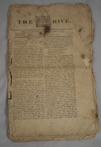 Antike 1835 Waltham MA Zeitung "The Hive" Band 1 Literatur, amüsantes Verschiedenes - Bild 1 von 14