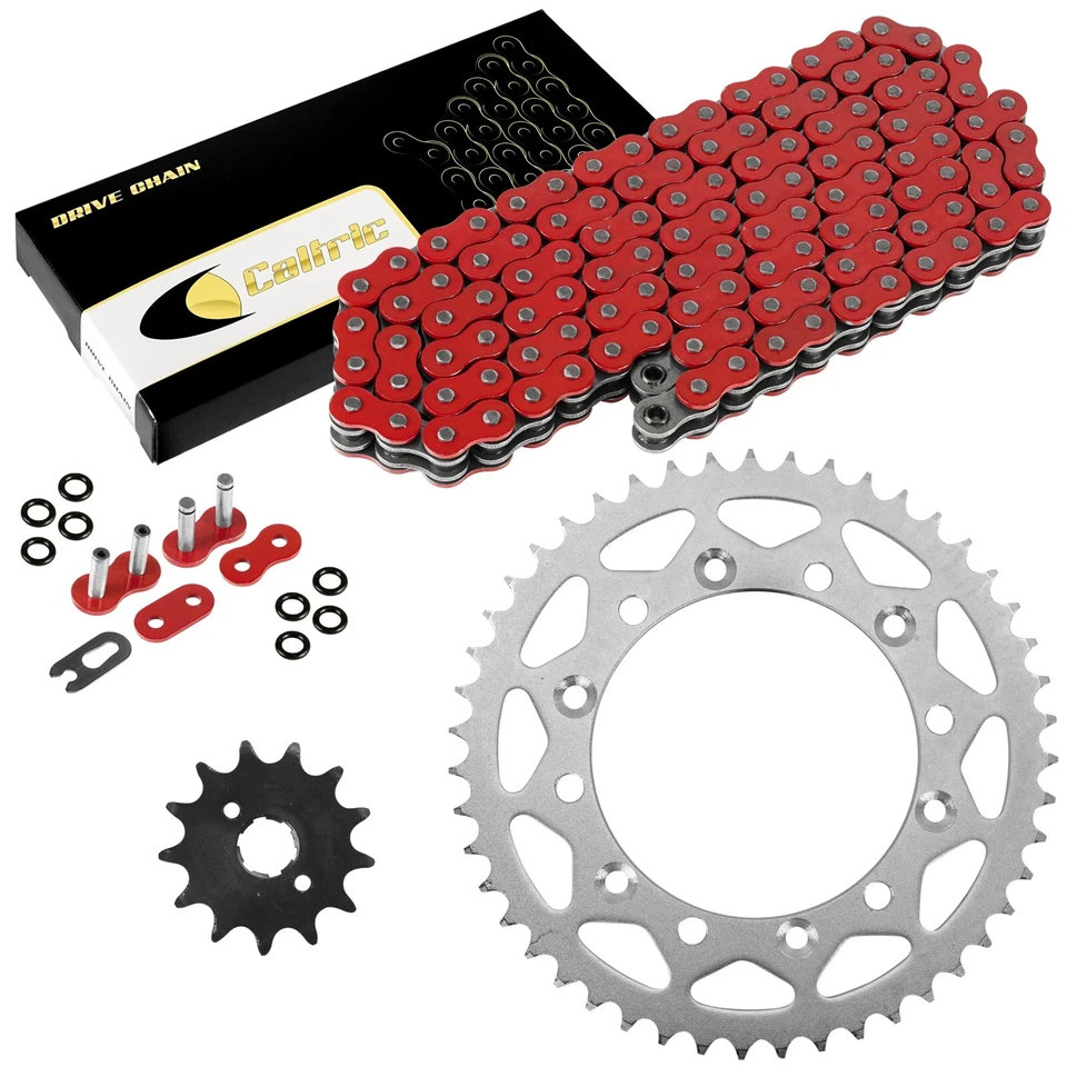 Cadena de transmisión junta tórica roja con kit de piñones delanteros traseros para Honda XR200R 1986-2002 Foto 1 de 4