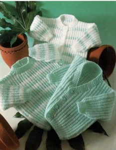Baby Knitting pattern 8 ply copy Cardigan & Jumper Ribbed Fisherman - Picture 1 of 4