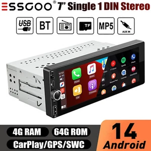 6.86" Single Din 4+64G Car Stereo IPS Radio Android 14 GPS FM Carplay Head Unit - Picture 1 of 12