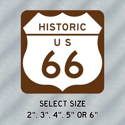 Historic US Route 66 Decal High Quality Choose from 2", 3", 4", 5" or 6" Sizes - Image 1 of 4