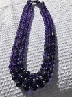 Vintage Amethyst and Silver 3 Strand Graduated Bead Necklace