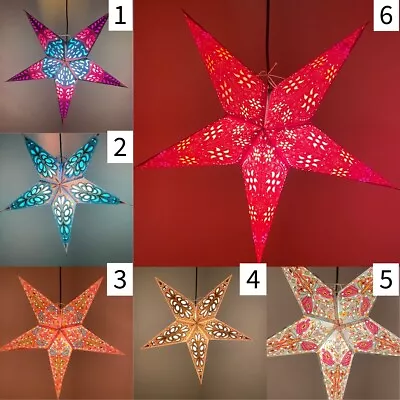 Star Paper Light Shade Lantern Christmas Decoration - Indian Boho Nomads Wales - Image 1 of 4