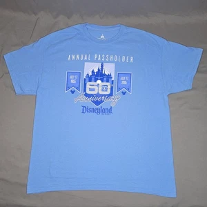 Disneyland 60th Anniversary Shirt Mens XL Blue Annual Passholder 2015 Castle Tee - Picture 1 of 13