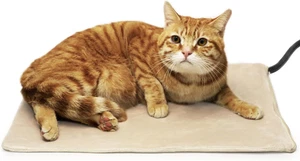 Pet Heating Pad 17x15in Dog Cat Heated Bed Soft Fleece Cover with Steel Cord - Picture 1 of 11
