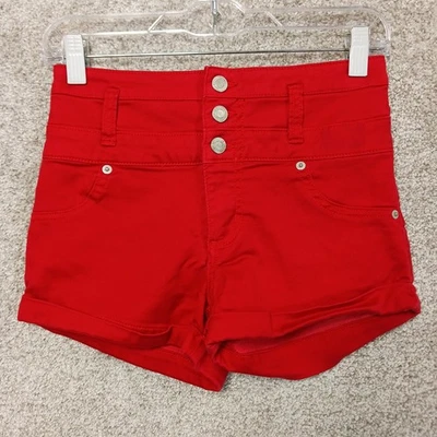 Шорты женские Mossimo Supply Co 4 красные с высокой талией короткие с искусственным карманом повседневные летние - Изображение 1 из 4