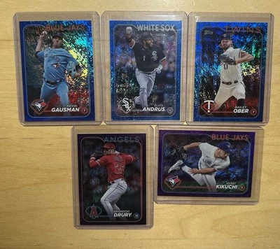 2024 Topps серии один бейсбол серийный номер карты лот (5) синий/фиолетовый!! - Изображение 1 из 4