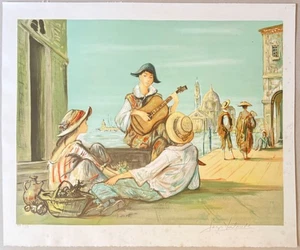 Jacques Lalande, Musicienne de Venice, Lithographie, 1982, handsign u numm 17/35 - Picture 1 of 1