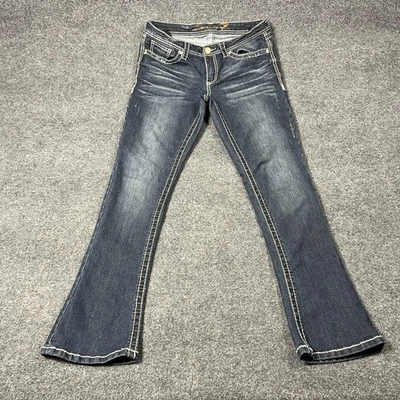 Seven7 Jeans Womens 10 Blue Rocker Slim Bootcut Contrast Stitch Embroidered - Image 1 of 4