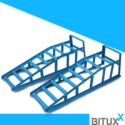 Auffahrböcke Wartungsrampe Bock für Auto PKW KFZ 225mm breit 1,5T Blau 2x BITUXX - Bild 1 von 4