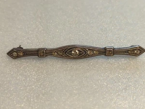 Edwardianische verzierte Sterlingsilber & Kristall Stab Anstecknadel Brosche 2,5 Zoll 5,3 g - Bild 1 von 5