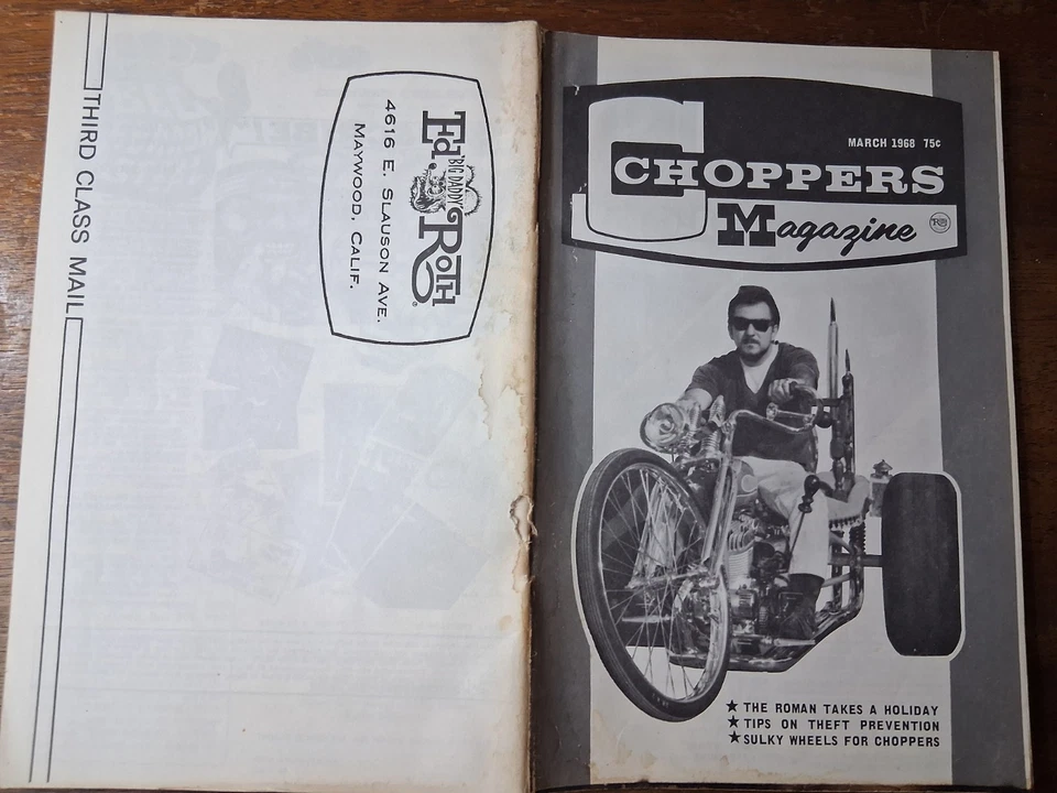 Choppers magazine March 1968  Ed Big Daddy Roth Roman Holiday Trike Harley Biker - Image 1 of 4