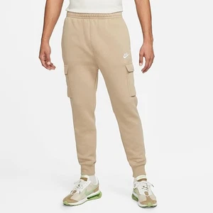 Nike Sportswear Club Fleece Tapered Cargo Joggers Khaki White Mens M CD3129 247 - Picture 1 of 10