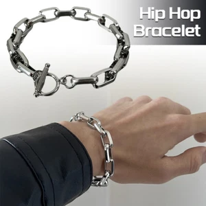 Hip Hop Bracelet Stainless Steel Bracelet Mens Womens Couple Trendy Cuban Chain - Picture 1 of 13